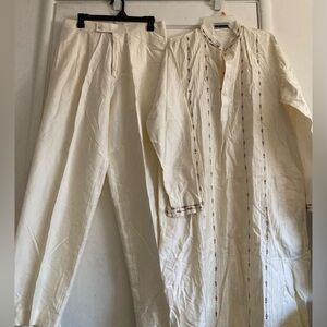 Cream Embroidered Kurta Set